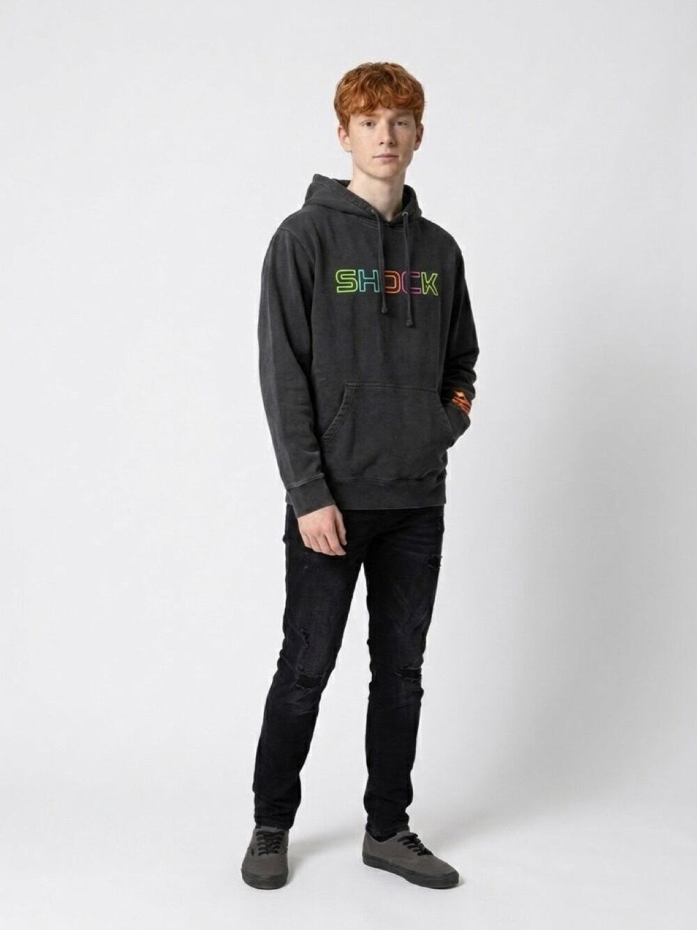 Mens Black Shock Doctor Feed Me Black Hoodie Size Large